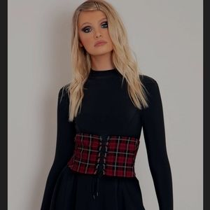 Blackmilk cherry corset plaid nwot